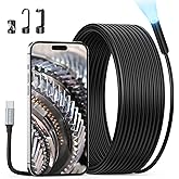 Teslong 50FT USB-C Borescope Inspection Camera with Light, Flexible Waterproof Endoscope Snake Cable, Compatible Only with iPhone 15/16, USB-C iPads & Android Phones for DIY Pipe & Drain Inspection