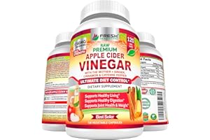 FRESH HEALTHCARE Apple Cider Vinegar Capsules Max 1740mg with Mother - 100% Natural & Raw with Cinnamon, Ginger & Cayenne Pepper - Ideal for Healthy Living, Detox & Digestion -120 Vegan Pills