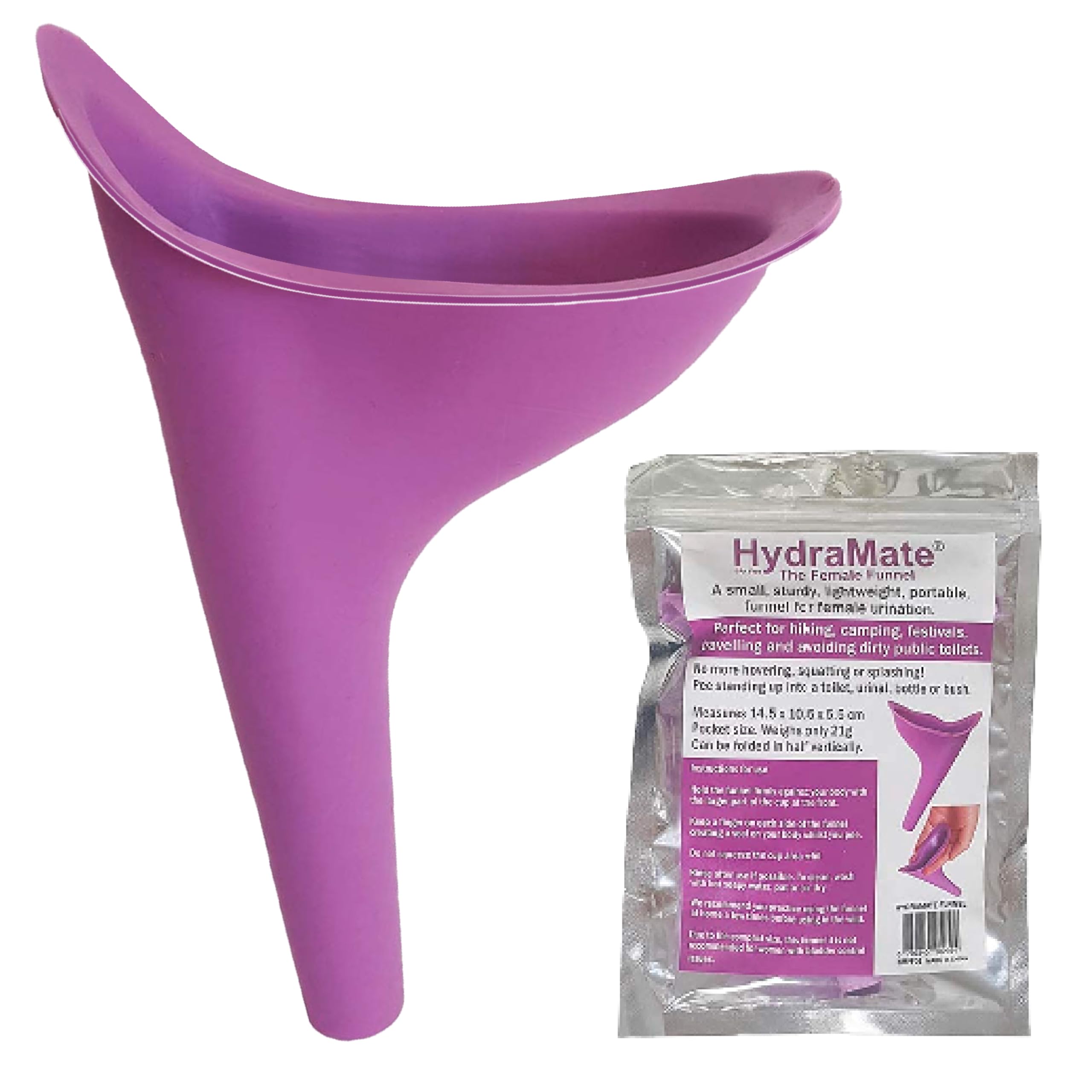 HydraMate Wee Travel Female Urinal Funnel For Women. Sturdy, Small & Light Weight 21g. Portable Female Toilet For Travel, Hiking, Camping, Car, Festivals. Pee Standing Up In A Bottle, Toilet or Bush