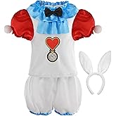 ReliBeauty Bunny Costume Wonderland for Kids Boys and Girls Easter Costume Toddler with White Rabbit Ears