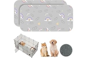 Homimp 2 Pack Guinea Pig Cage Liners, Washable Small Animal Bedding,Waterproof Reusable & Anti Slip Guinea Pig Pee Pad Fast and Super Absorbent Mat for Small Animal Rabbit Bunny Hamster,Grey 24"x47"
