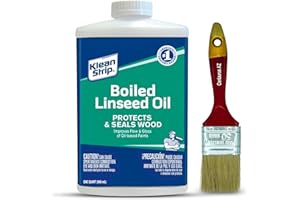 Klean Strip Boiled Linseed Oil 1 Quart with Centaurus AZ Paintbrush Protects Seals Unfinished Wood Produce Beautiful Finish Waterproof Wood Improves Flow Gloss Pure Non-Toxic Quick Drying