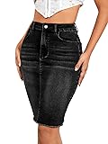Floerns Women's Casual High Waist Raw Hem Bodycon