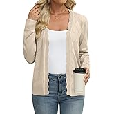 DouBCQ Shrugs for Women Cropped Long Sleeve Lightweight Open Front Knit Hollow Out Cardigan Sweaters