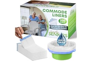 SIMPLY SENIORS Commode Liners - 100 Strong Portable Commode Toilet Bags - Easy to Use Bedside Commode Liners - Bedside Toilet Potty Liners That Support Dignity of Seniors - No Buckets to Wash - NO Absorbent Pad