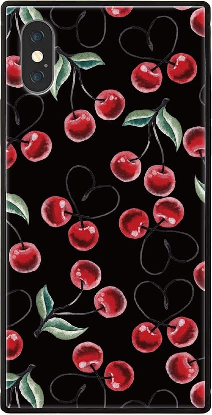 Amazon Co Jp Ruuu 耐衝撃 Tpu Iphone 11 Pro スクエア型 四角 強化ガラス スマホケース Iphoneケース ハード ケース さくらんぼ柄 Type D イラスト サクランボ チェリー フルーツ 果物 柄 たべもの かわいい おしゃれ ブラック 黒 家電 カメラ
