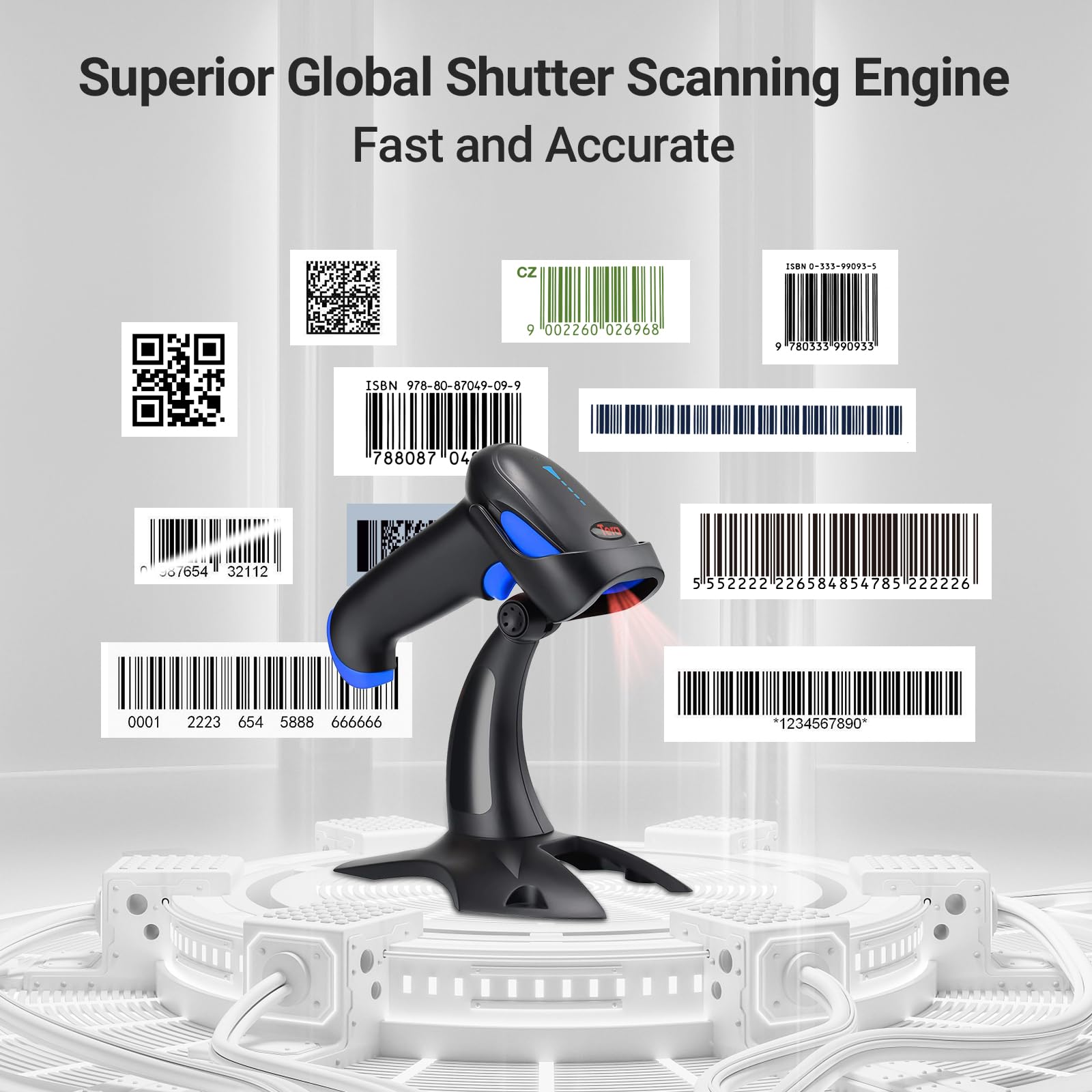 Mua Tera Barcode Scanner Wireless 1D 2D QR with Stand: Battery Level ...