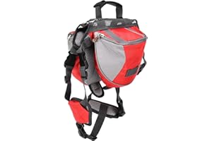Haofy Dog Saddle Bag, Nylon Adjustable Hiking Backpack with Reflective Strips and Side Pockets for Dogs and Service Pets (M)