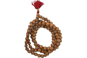 GRI9 8MM Tulsi mala Beads Necklace Holy Basil 108 + 1 Beads Ram Japa Prayer Mala Energized 108 Hindu Tibetan Buddhist Rosary for Chanting Mantra