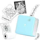 Phomemo Mini Sticker Printer- Print Pod 300dpi M02 Pro Mini Maker Pocket Thermal Bluetooth Printer Sticker Maker for Photo Printing,Study Notes, DIY Cards, List, Travel, Work and Study, Cyan