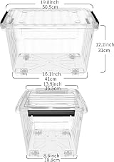 Cetomo 35L-3 Plastic Storage Boxes with Wheels, Lidded Stackable Nestable view 3