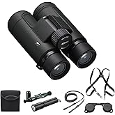Nikon PROSTAFF P7 10x42 Waterproof Binocular for Adults | Small & Compact Travel Binoculars for Bird Watching | Binocular Harness Strap, Lens Pen Cleaning System, & Flashlight Bundle Set