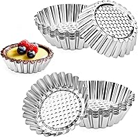 Amytalk 20 Packs Cupcake Mold, 3.8inch Stainless Steel Mini Pie Tartlet Cupcake Cake Muffin Mold Tin Pan Baking Tool