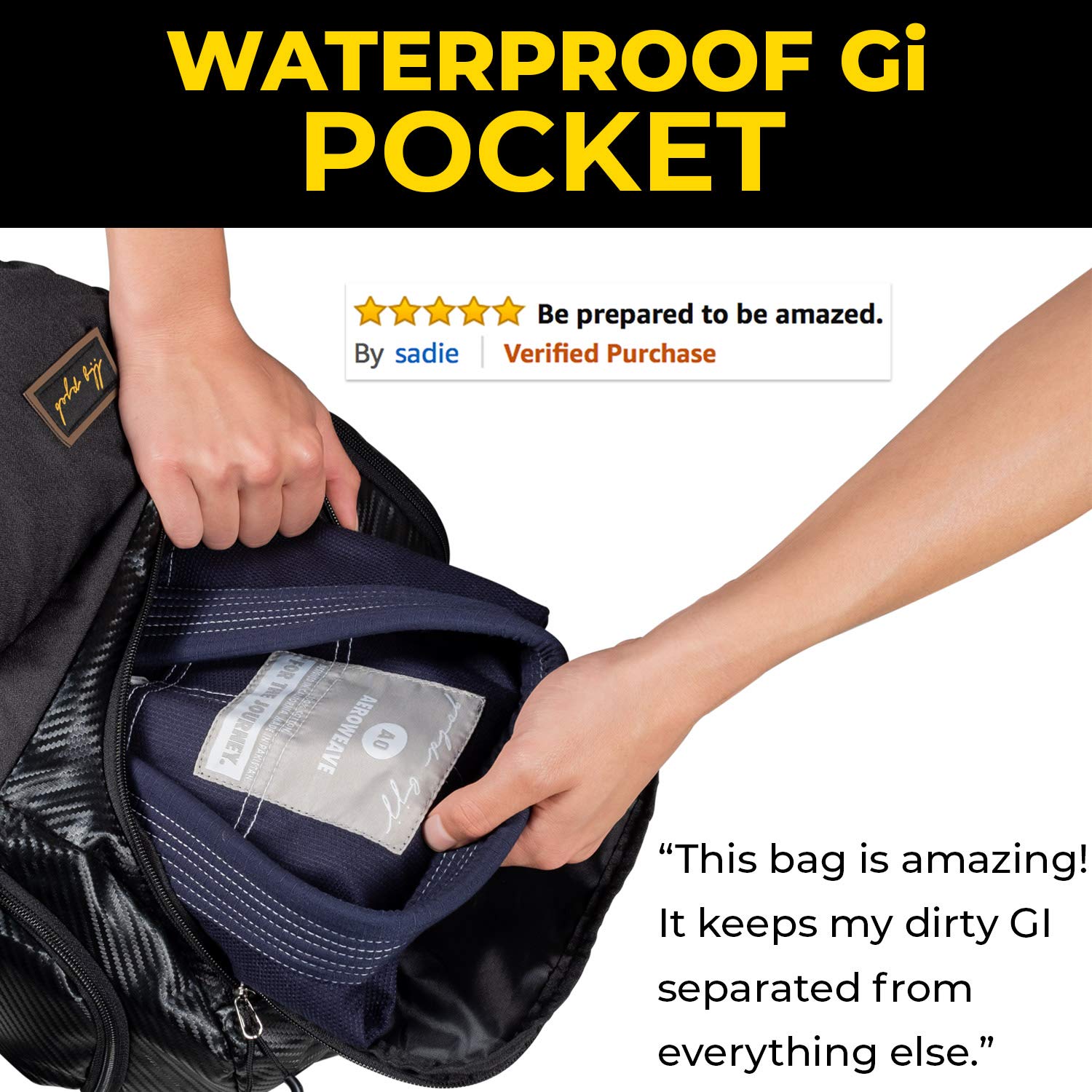 Gold BJJ Jiu Jitsu Backpack Heavy Duty Gym Bag with Waterproof Gi