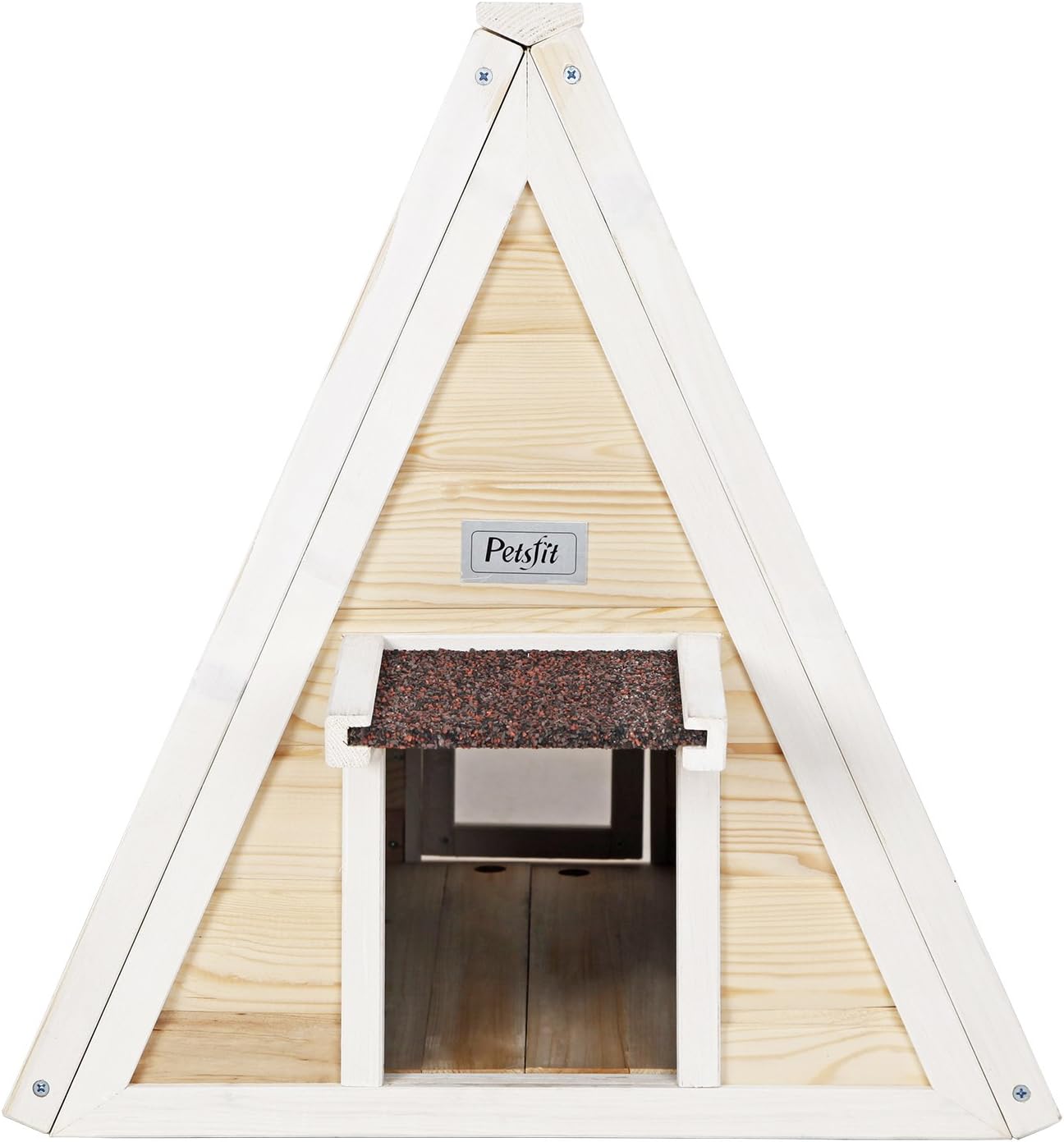 Petsfit Outdoor Triangle Cat House with Escape Door for 1-2 Cats : Pet Supplies