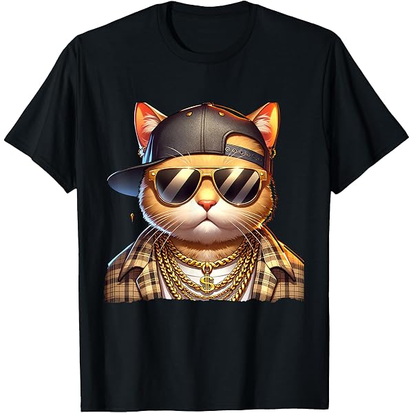 Amazon.com: Cool Gangster Neighborhood Cat Retro Cat Rapper T