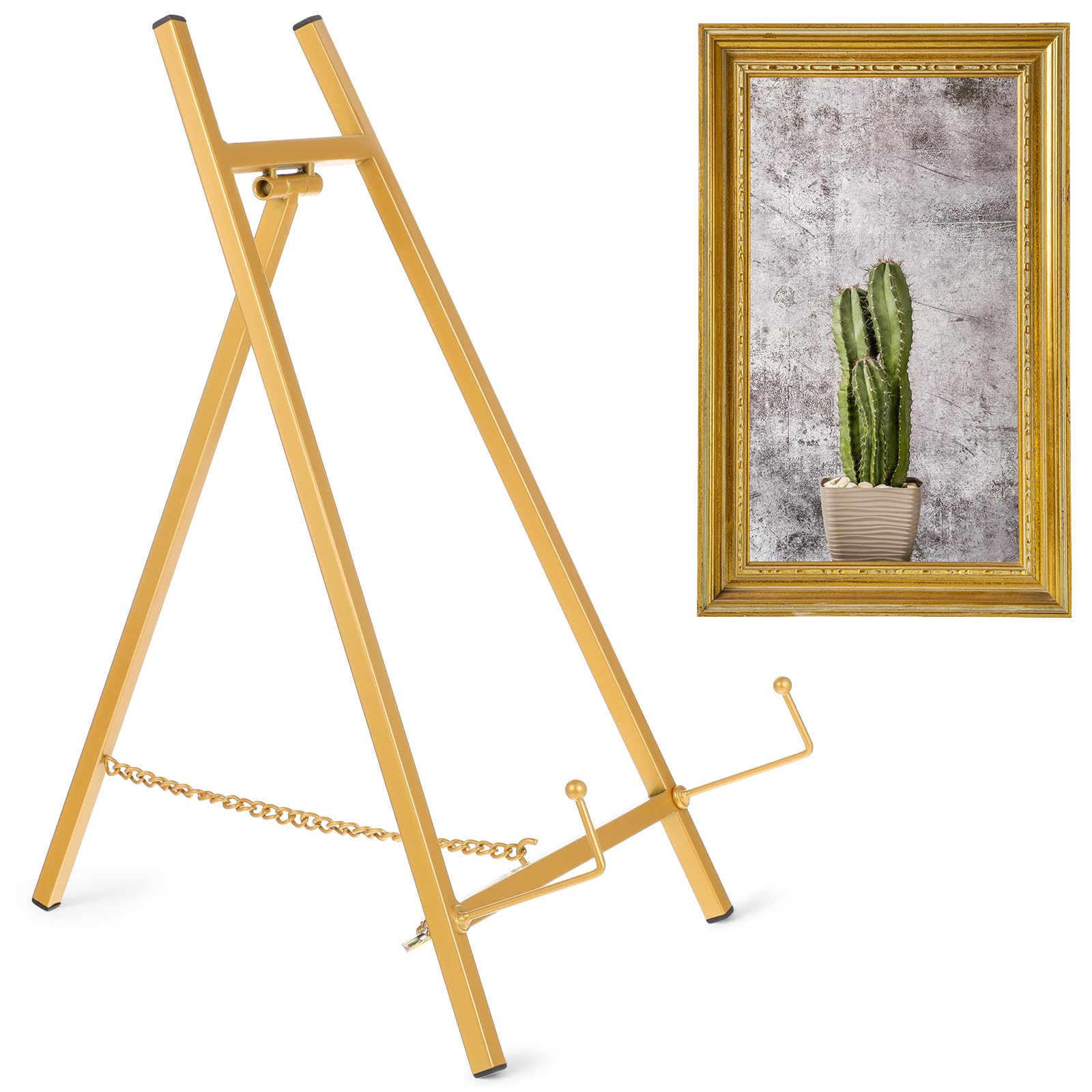 Photo 1 of Gold Easel Stand for Sign, 16.5" H x 8.7" W x 4.3" D Table Top Easels Tripod Metal Picture Easel for Display Book Photo Wedding Sign