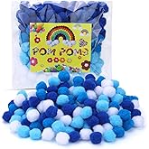 Wonvoc Pom Poms 160 Pcs, Pom Poms 1 Inch, 4 Colors Crafts Pom Poms Bulk, for Home and Class Creative Activities, Home Decoration, DIY Arts and Crafts, Blue Series