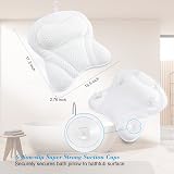 QINGMUG White 4D Ergonomic Bath Pillow Neck Back Support Air Mesh Suction Cups view 6