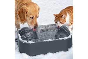 IPOW Extra Large Heated Pet Bowl with 5 Layers Design for Heating & Heat Preservation Provides Drinkable Water & Food in Winter Heated Water Bowl for Cat Rabbit Chicken Duck Squirrel, 194 fl oz