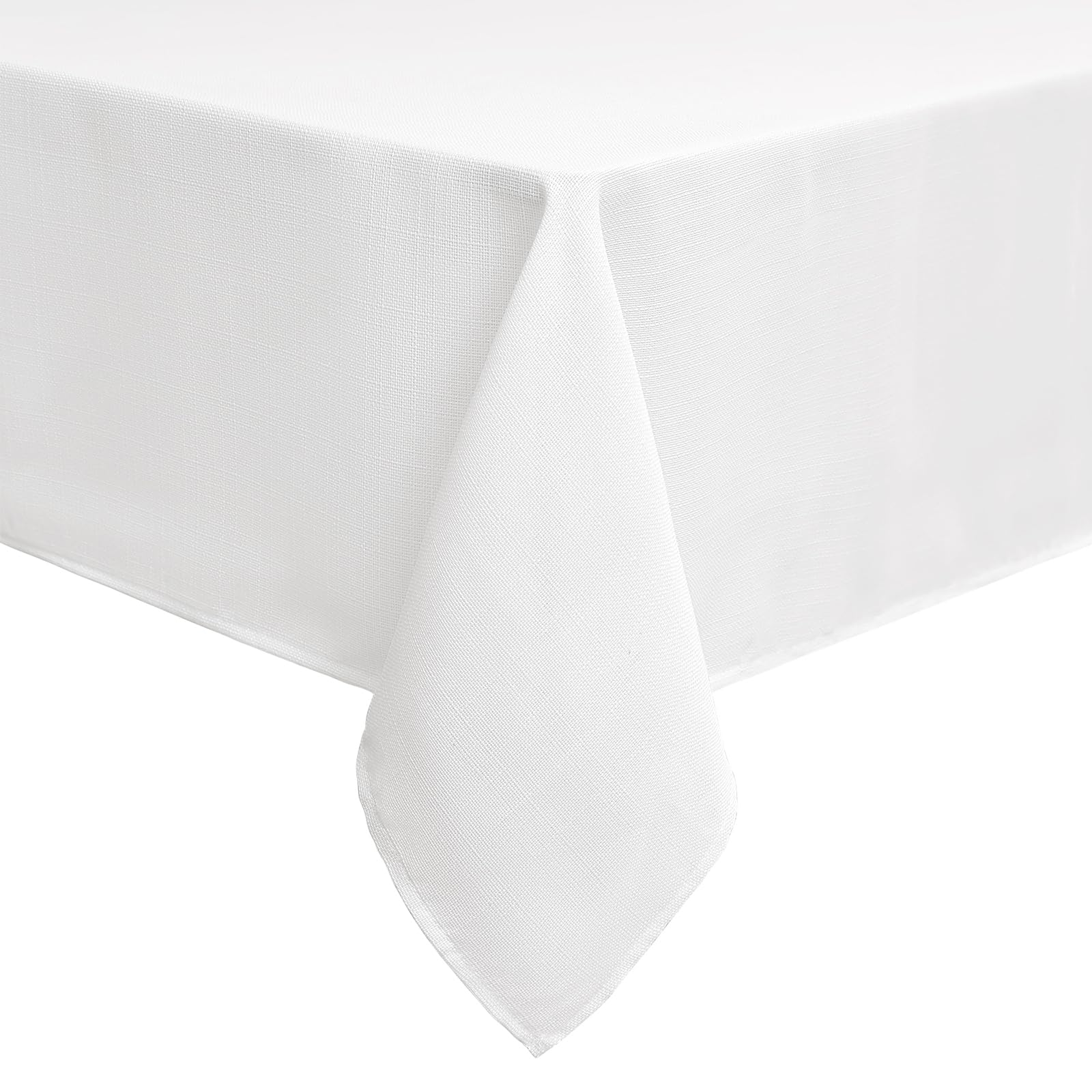 smiry Linen Table Cloth Square 140x140 cm Wipe Clean Tablecloth Water Resistant Table Cover for Kitchen, Party Decorations - White