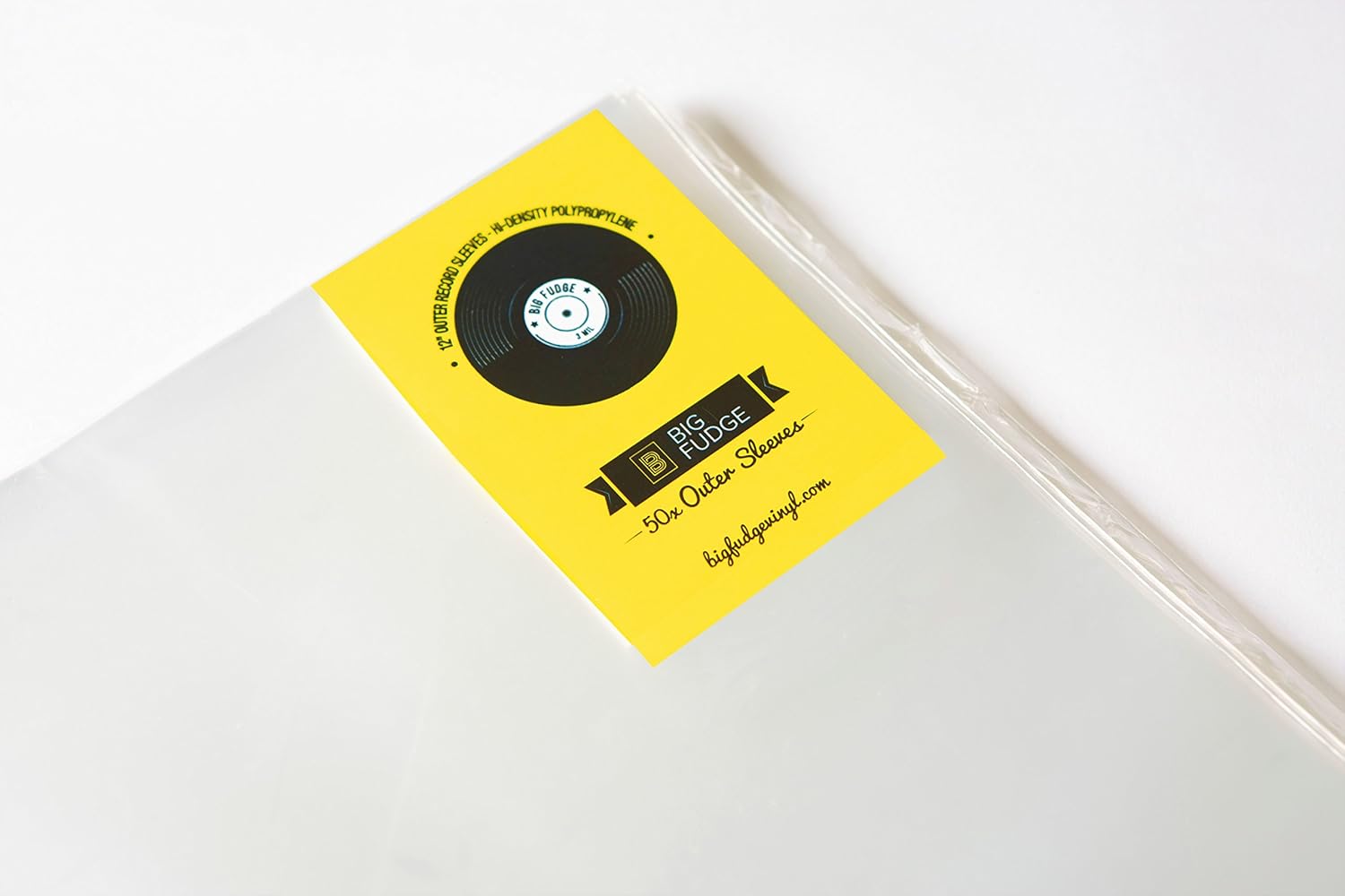 Big Fudge 50x Vinyl Record Outer Sleeves 12" LP | Durable & Wrinkle-Free | Crystal Clear & Made from High-Density Polypropylene | 3 mil Thick, 12.75” x 12.75” | Fits Most Gatefolds and Double LPs: Electronics