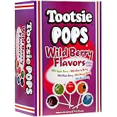 Tootsie Roll Tootsie Pops Wild Berry Flavors, 100 Count, 3.75lb Box | Countertop Display, Chocolatey Center, Individually Wrapped Hard Candy, Peanut Free, Kosher, Gluten Free