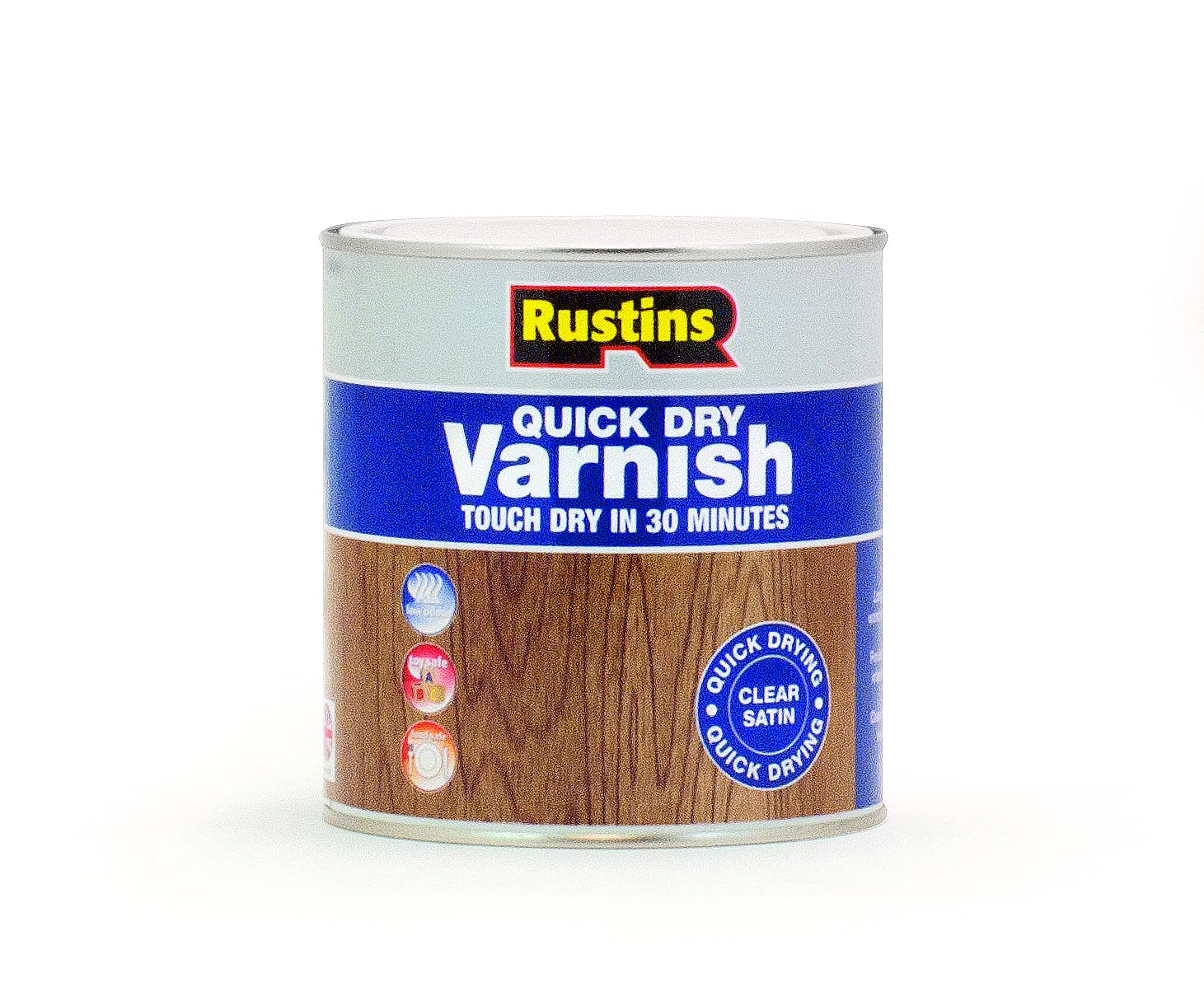 Rustins Quick Dry Varnish Clear Satin 1l-Fast-Drying Water-Based Wood Varnish; Durable Non-Yellowing Finish in Gloss, Satin or Matt for Indoor Use