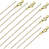 GTVOODX 10 Pack Gold Filled Necklace Chain Bulk Adjustable Stainless Steel Dainty Cable Chain for Jewelry Making with Rubber Stopper Beads