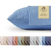 Linen Home King Pillowcases Set of 2, 100% Cotton Percale, Baby Blue | Hotel Grade Pillow Cover, Crisp &amp; Cool Strong Bed Linen, OEKO-TEX Certified, 100% Cotton Percale, 20 x 36 inches