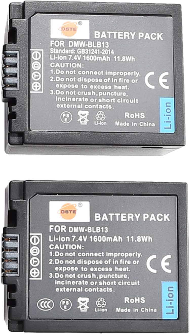 DSTE 2x DMW-BLB13 Li-ion Battery + DC67U Travel and Car Charger Compatible with Panasonic Lumix DMC-G1 DMC-G2 DMC-G10 DMC-GF1 DMC-GH1 Camera as Panasonic DMW-BLB13E DMW-BLB13GK - Image 3