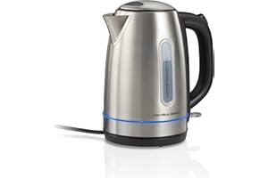 Hamilton Beach Electric Tea Kettle, Water Boiler & Heater, 1.7 Liter, Cordless Serving, 1500 Watts for Fast Boiling, Auto-Shutoff and Boil-Dry Protection, Stainless Steel with LED Light Ring (41037)