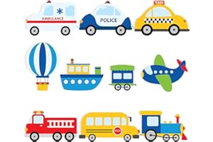 HAPIBIDESIGN Transportation Cutouts for Kids' Parties - 16-Piece Vibrant Transportation Birthday Decorations Set
