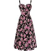 Scarlet Darkness Summer Dresses for Women 2026 Floral Corset Dress Long Milkmaid Dress with Pocket