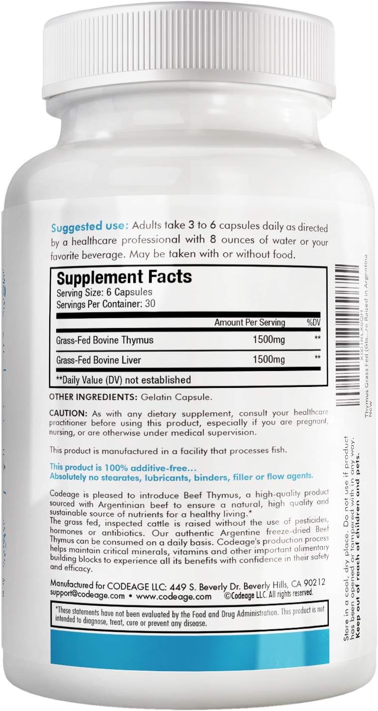 Codeage Glandular Thymus Extract, Grass Fed Natural Raw Thymus