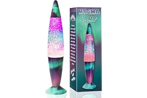 AHCCSD Magma Lamp,16 Inch Polar Glimmer Motion Liquid Lamp Multicolor Base Globe with Silver Glitter Relaxing Gorgeous Lamp for Adults Kids Women Girls Christmas Great Gift