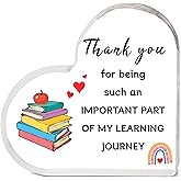 Teacher Gifts - Teacher Christmas Gifts Acrylic Heart Plaque, Gifts for Teachers Women Men, Teacher Appreciation Gifts, Thank You Teacher Gift for Christmas Graduation Birthday Thanksgiving Retirement