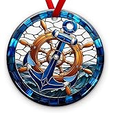 KILYHOME Anchor Nautical Christmas Ornament 2025 - Anchor Navy Boat Decor, Winter Beach Themed Ornament - Coastal Sea Xmas Decoration, Ocean Tree Hanging Decor, Ideas for Sailors, Men