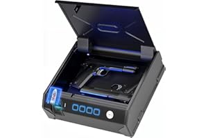 MAXSafes Biometric Gun Safe with Finger Vein Recognition Lock - Quick-Access Pistol Safe Box for Cloakroom living room Bedroom Nightstand and Car - FCC & CA DOJ Certified