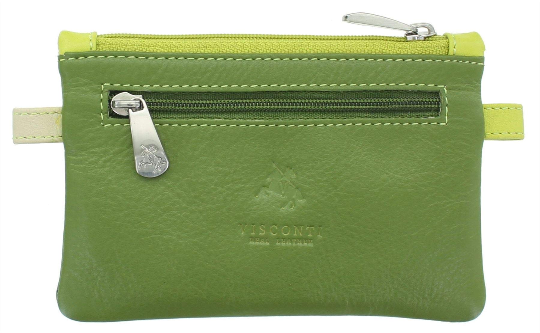 Visconti Leather Zip Top Cora Coin Purse with Keyring CP2a Lime Multi
