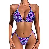 Bikini Set for Women Two Piece Swimsuits V Neck Halter String Triangle Bathing Suits