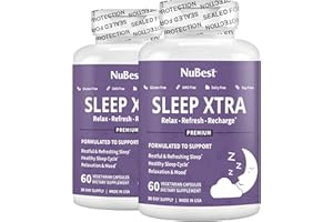 NUBEST 12-in-1 Melatonin Capsules by Sleep Xtra 4mg Melatonin Helps Children 10+ & Teens Sleep Aid for Height Growth & Helps Adult Fall Asleep Faster Natural Sleep Aid with Vitamins, Minerals - Pack 2