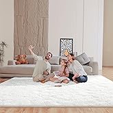 Mhyup Cream White 8x10 Area Rugs for Living Room Bedroom, Fluffy Large Rug Soft Shag Non-Slip Carpet for Kids Boys and Girls Room Dorm Home Decor (8ft x 10ft)
