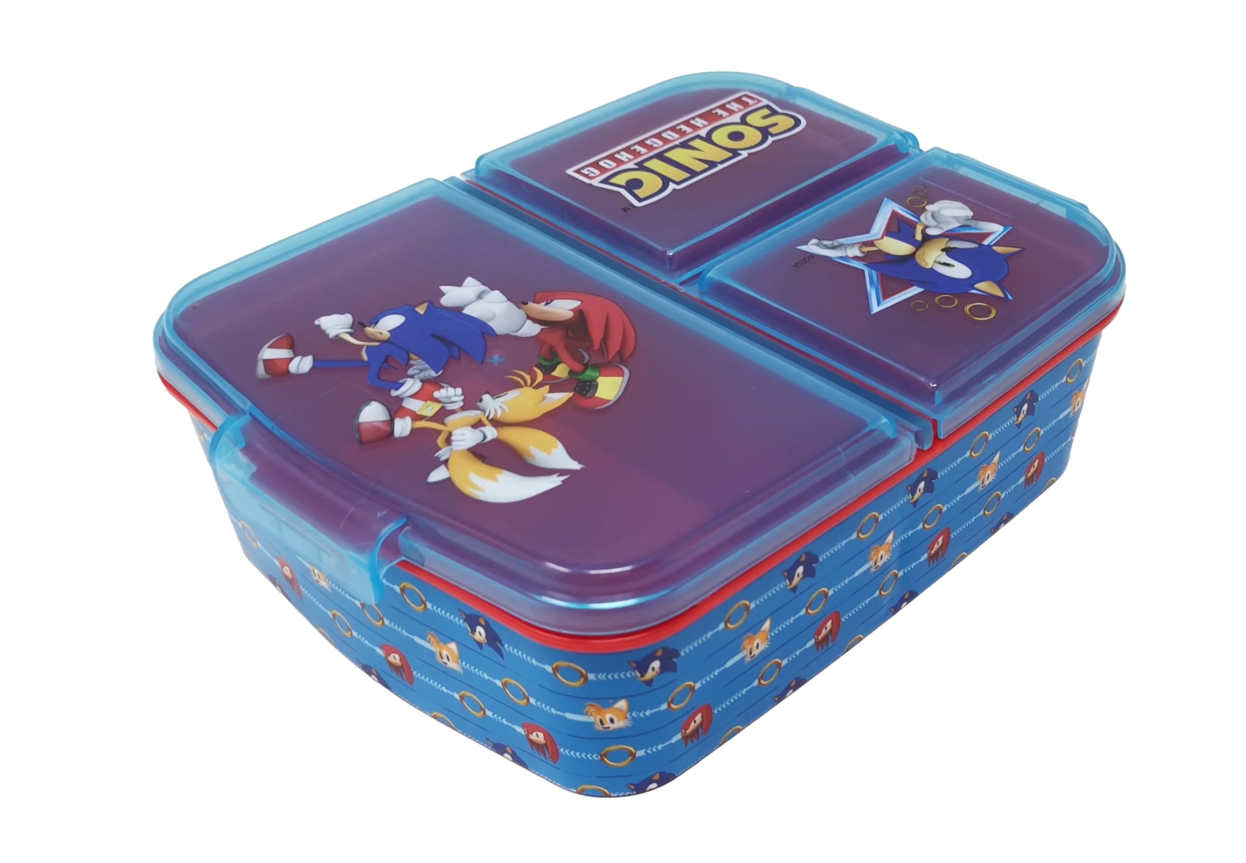 Theonoi Children's Lunch Box Sandwich Box with Compartments - Bread Box with Dividers - Made of Plastic BPA Free (Sonic)