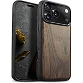 Carveit Magnetic Wooden Case for iPhone 17 Pro Case, Wood Artisan Engraved & Black Soft TPU Shockproof Cover, Compatible with MagSafe Wireless Chargers (Natural Grain) Walnut