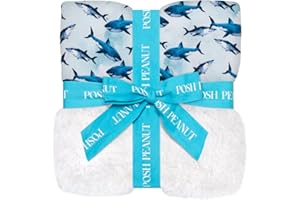 Posh Peanut Super Soft Baby Blankets for Boys, Girls & Newborns - Plush Patoo Stroller Blanket in Viscose from Bamboo (40" x 40") Sharks