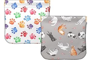 BHAHB 2 PCS Small Squeeze Coin Purse Pouch Soft PU Leather Mini Wallet Change Bag Cute Aesthetic for Women Girls Men-Paw Cats