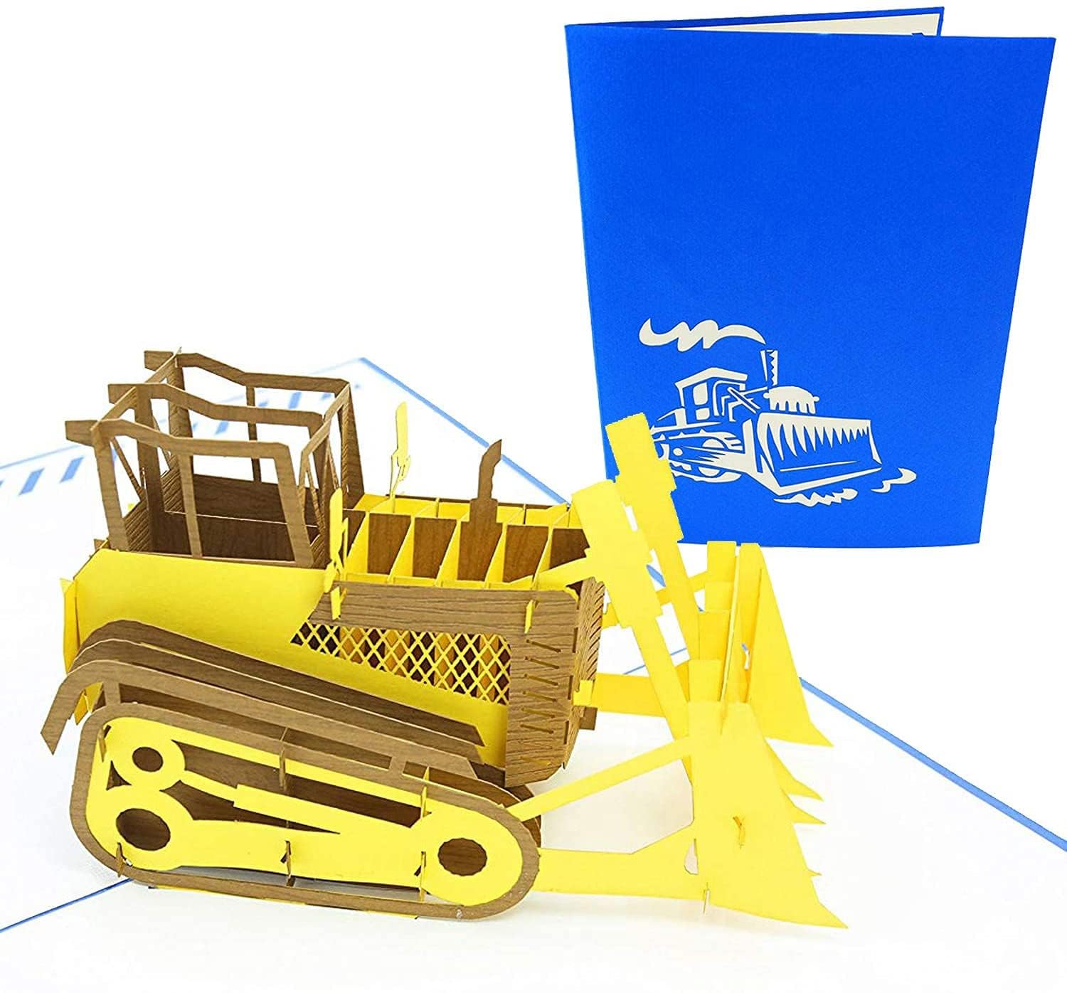 PopLife® Bulldozer 3D Pop Up Greeting Card for All Occasions - Machinery Buffs, Construction Tools, Party Favor - Folds Flat, Perfect for Mailing - Birthday, Graduation, Retirement, Father’s Day