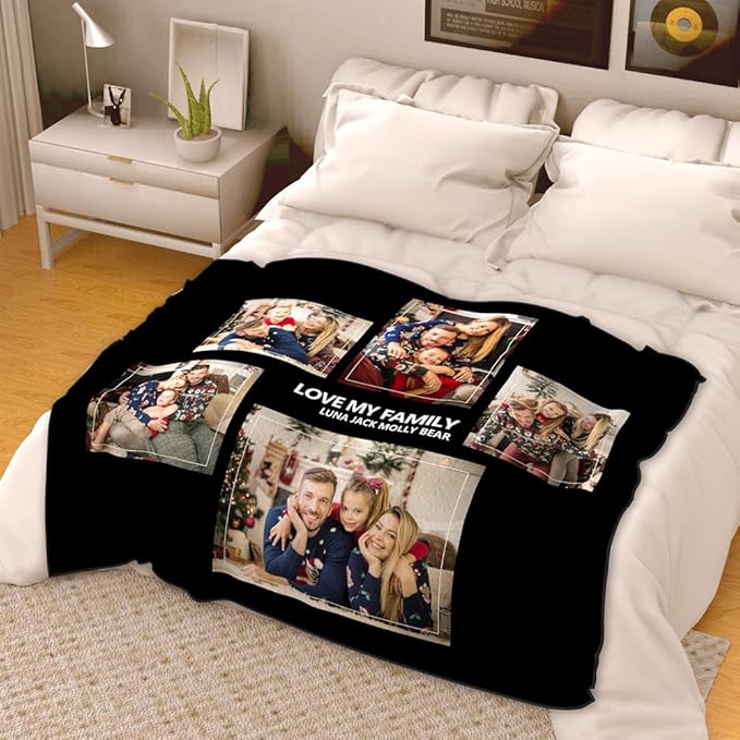 VEELU Fotodecke mit Eigenem Foto Name Super Weich - Decke Selbst Gestalten Bedrucken Lassen