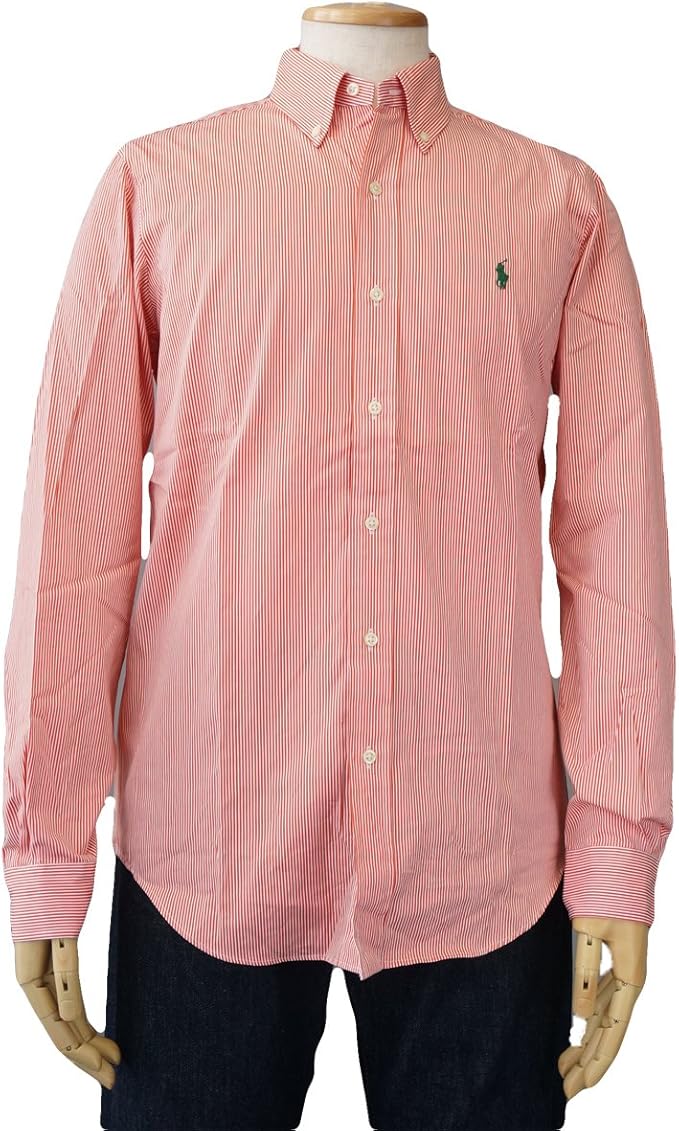 Amazon ポロ ラルフローレン Polo Ralph Lauren ストライプシャツ メンズ 長袖 ワンポイント ポニーマーク コットン100 オレンジ ホワイト Xxl 並行輸入品 シャツ 通販